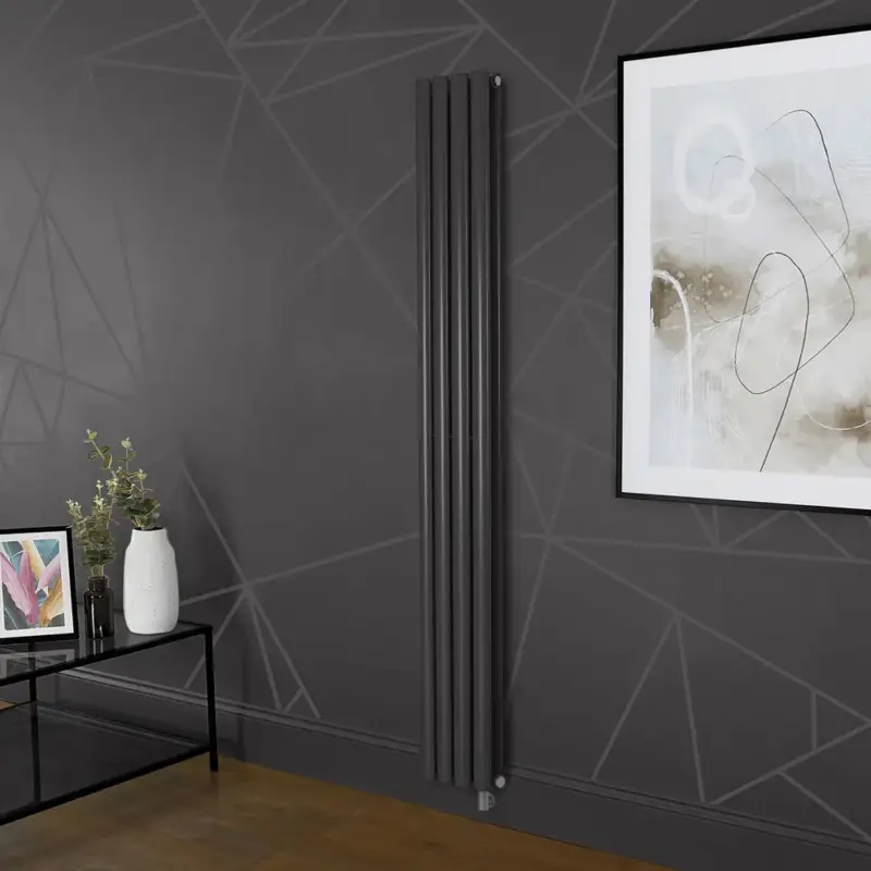 Acquista online | Radiatore Elettrico di Design Verticale Grigio (Carbon Grey) - Scelta di Dimensioni, Termostato e Copri Cavi - Revive - ECOSO by Hudson Reed