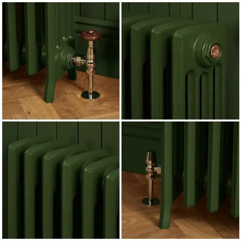 Radiatore Tradizionale in Ghisa a 4 Colonne - Alto 660mm - Finitura Verde Duck Green di Farrow & Ball - Isabel | Alta qualità