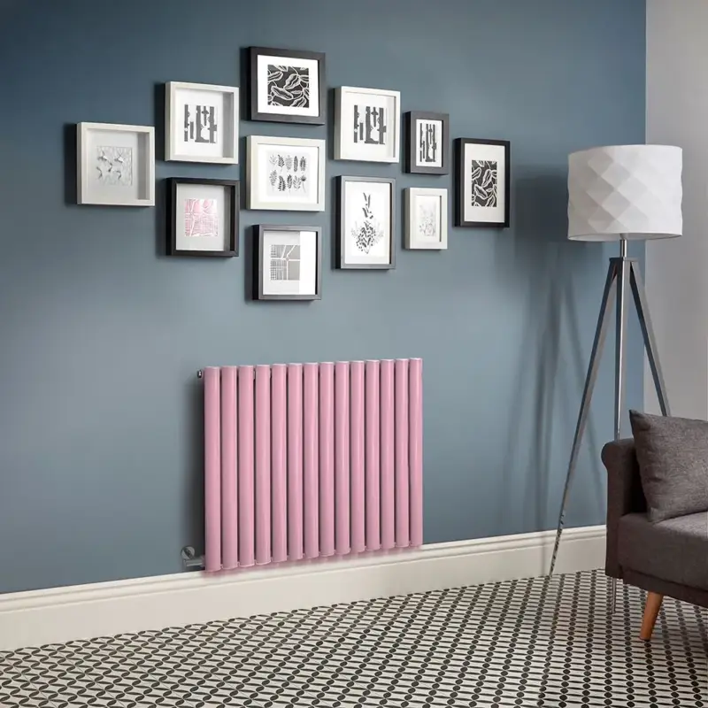 Consigliato | Radiatore Elettrico di Design Orizzontale - Altezza 635mm - Rosa (Camellia Pink) - Scelta di Dimensioni, Termostato e Copri Cavi - Revive - ECOSO by Hudson Reed