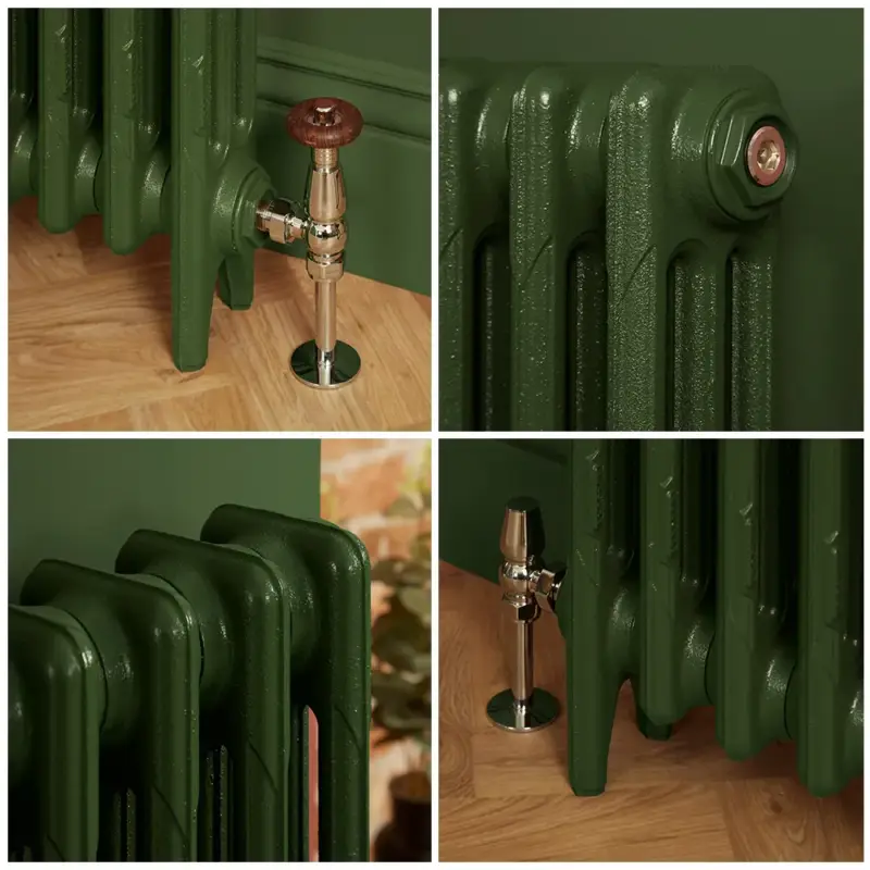 Radiatore Tradizionale in Ghisa a 3 Colonne - Alto 660mm - Finitura Verde Duck Green di Farrow & Ball - Mercury | Ultimi giorni