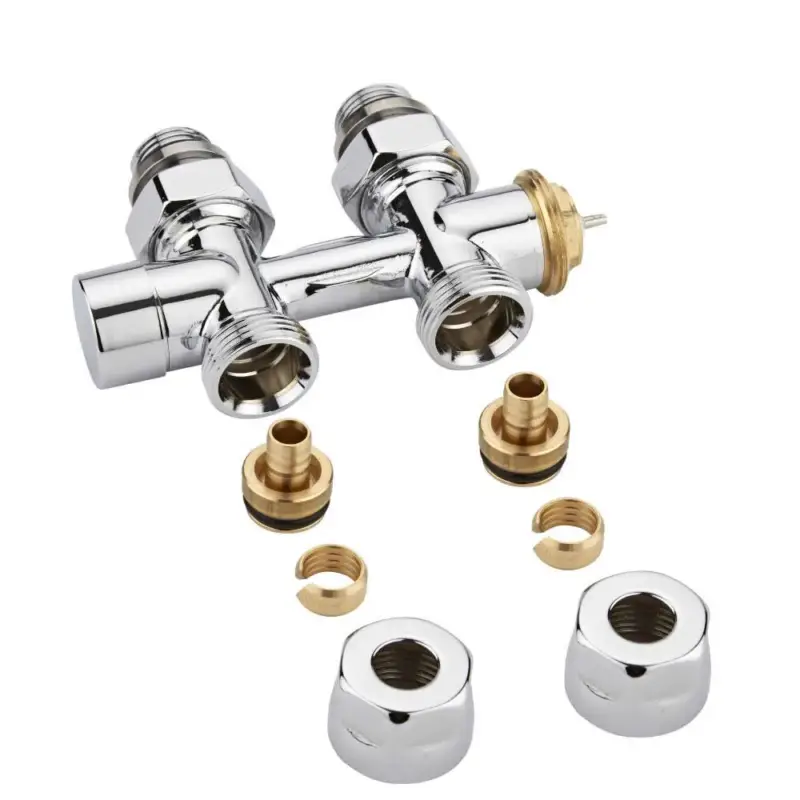 Acquista online - Valvole Termostatiche Diritte per Radiatori e Scaldasalviette con Attacco Centrale Complete di Adattatore Pex e Multistrato 12mm - Multiblock H