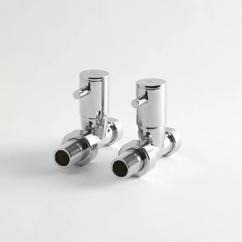 Nuovo lancio - Paio di Valvole Minimaliste Diritte Per Radiatore e Scaldasalviette per Tubi in Rame 15mm