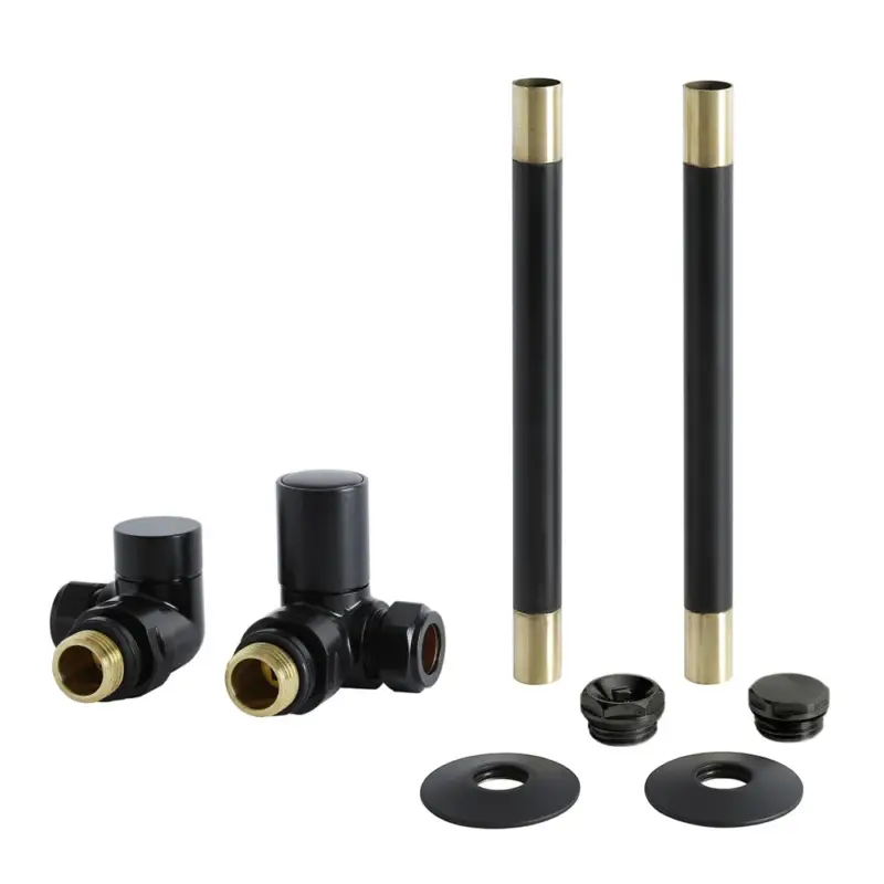 Ultime disponibilità | Set di Tubi e Valvole Angolari per Radiatore - Stile Moderno - Nero