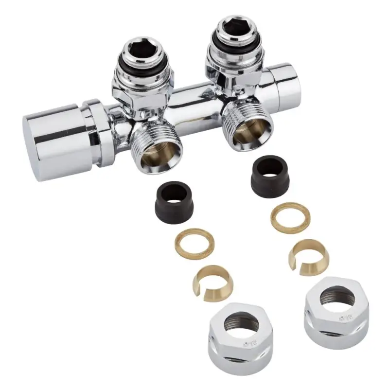 Appena arrivato | Valvole a Squadra per Radiatori e Scaldasalviette con Adattatori per Raccordi 15mm per Tubi in Rame - Multiblock H
