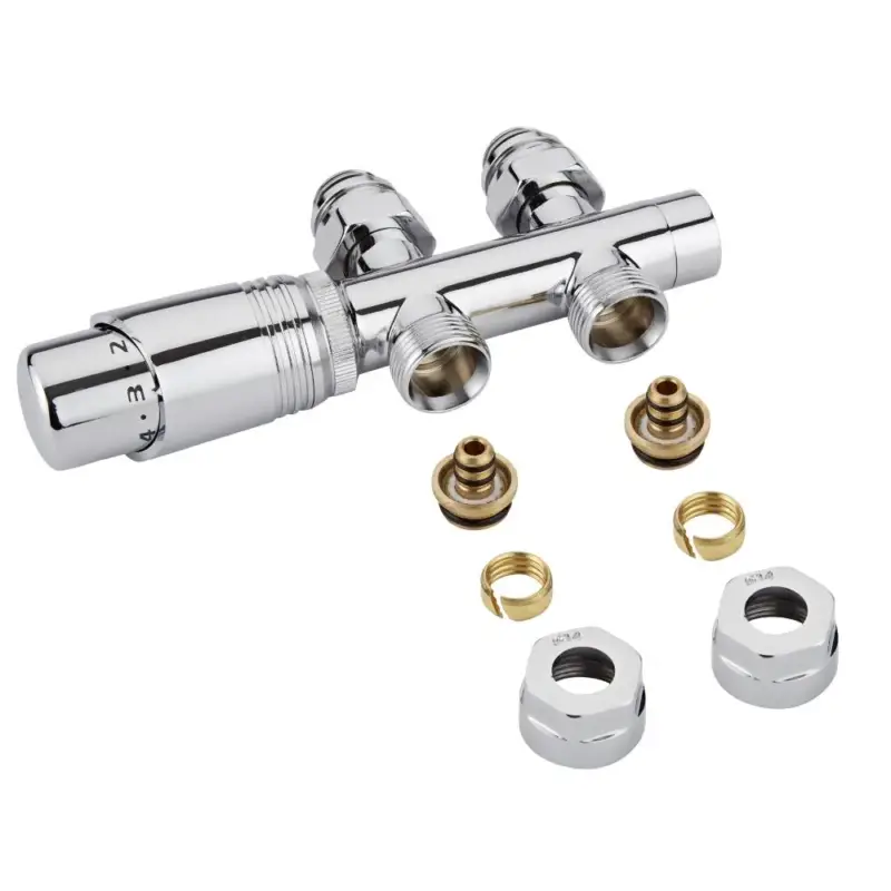 Valvole Diritte per Radiatori e Scaldasalviette con Testa Termostatica Bianca con Adattatore Multiplo per Raccordi Multistrato e Pex 14mm - Multiblock H - Grande successo