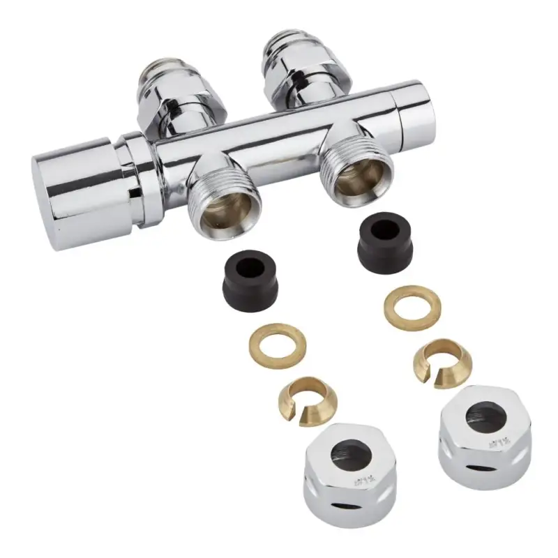 Valvole Diritte per Radiatori e Scaldasalviette con Testa Cromata e Adattatori per Raccordi 12mm per Tubi in Rame - Multiblock H - Tra i preferiti