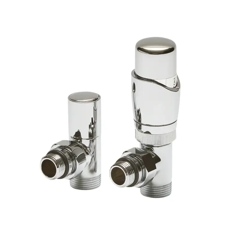 Coppia di Valvole per Radiatori e Scaldasalviette con Testa Termostatica Cromata e Adattatori per Tubi in Rame 15mm | Appena arrivato