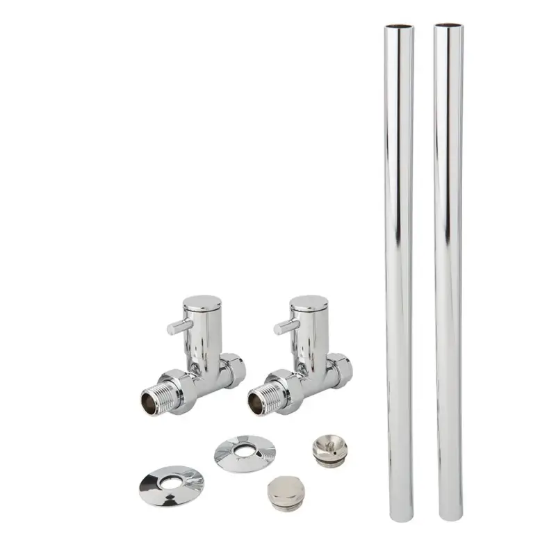 Super offerta - Set Minimalista di Tubi e Valvole Diritte per Radiatore - Cromato