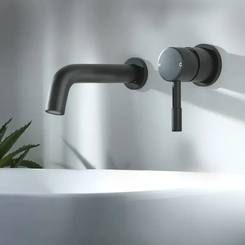 Quasi esaurito - Miscelatore Moderno Rotondo a Parete per Lavabo - Scelta di Finiture