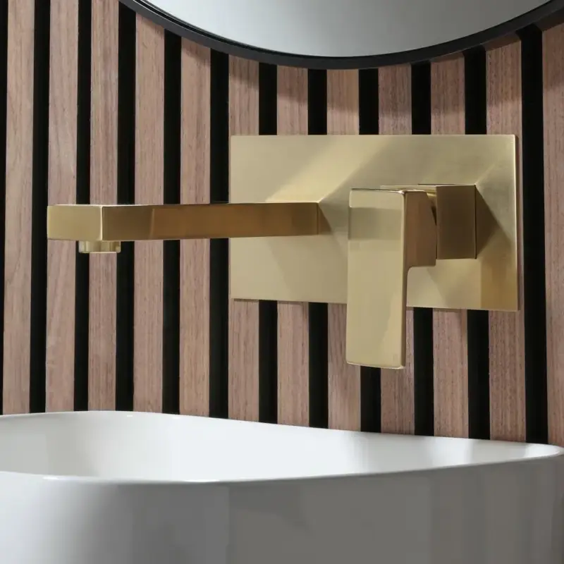 Compra oggi - Miscelatore Moderno a Parete per Lavabo - Oro Satinato - Lyra