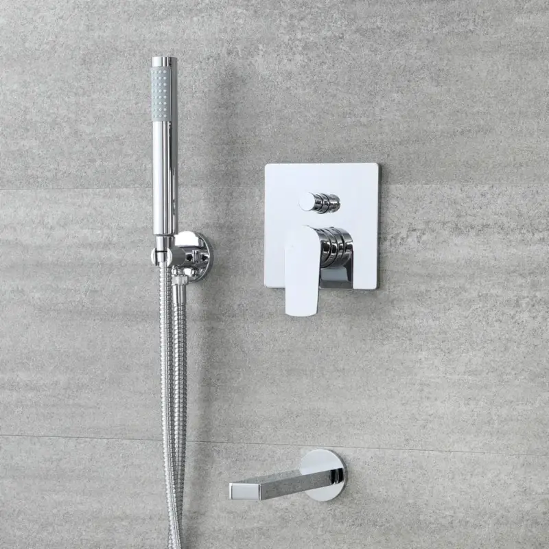Affrettati | Rubinetto Miscelatore Doccia con Doccetta ed Erogatore Vasca – Cromato – Arcadia