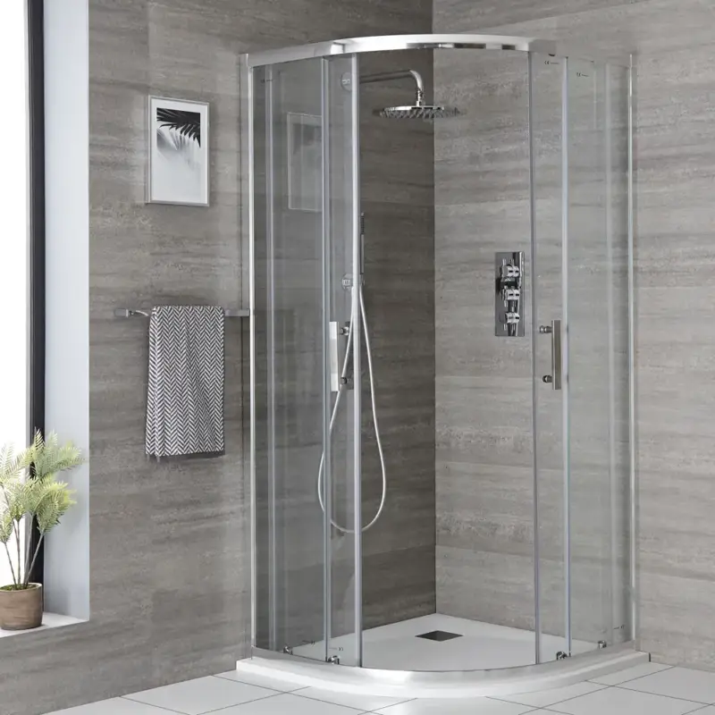 Box Doccia Angolare 900mm con Piatto Doccia Effetto Ardesia - Piatto Disponibile in Diverse Finiture - Portland - Prezzo scontato