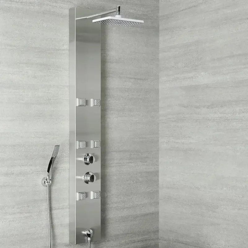 Ultimi giorni | Pannello Doccia Multifunzione in Acciaio Inox Completo con Miscelatore Termostatico - Easton