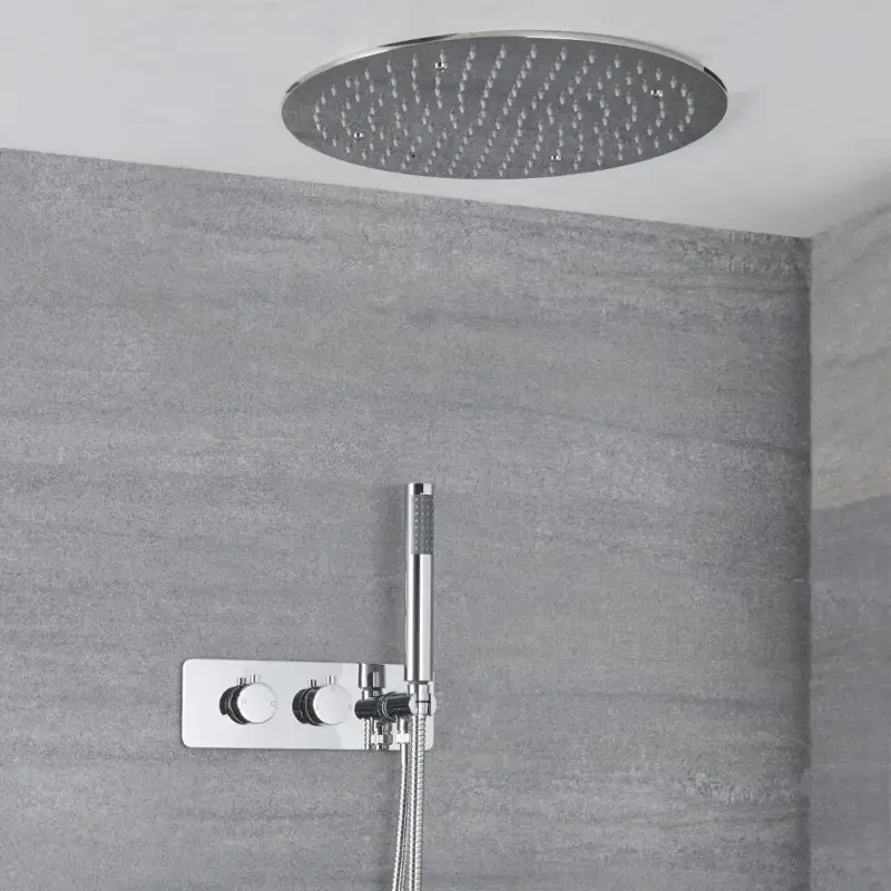 Ultima occasione | Miscelatore Doccia Incasso Circolareo a 2 Vie con Deviatore Integrato con Soffione a Soffitto e Doccetta Design Circolare - Mirage