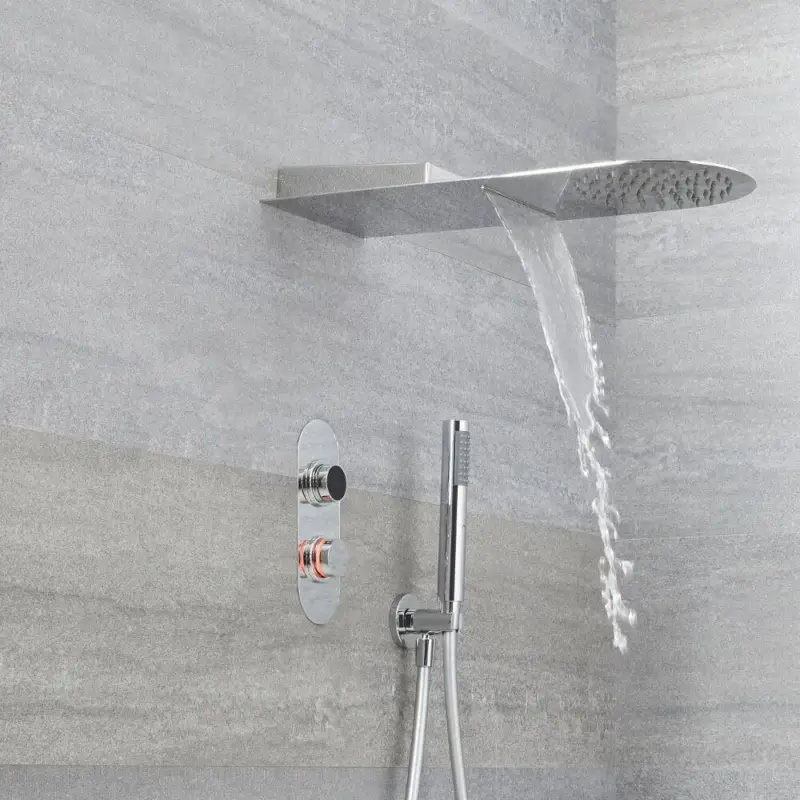 Doccia Digitale con Sistema di Controllo a 3 Vie con Doccetta, Soffione Effetto a Pioggia e Cascata - Narus | Pagamenti sicuri