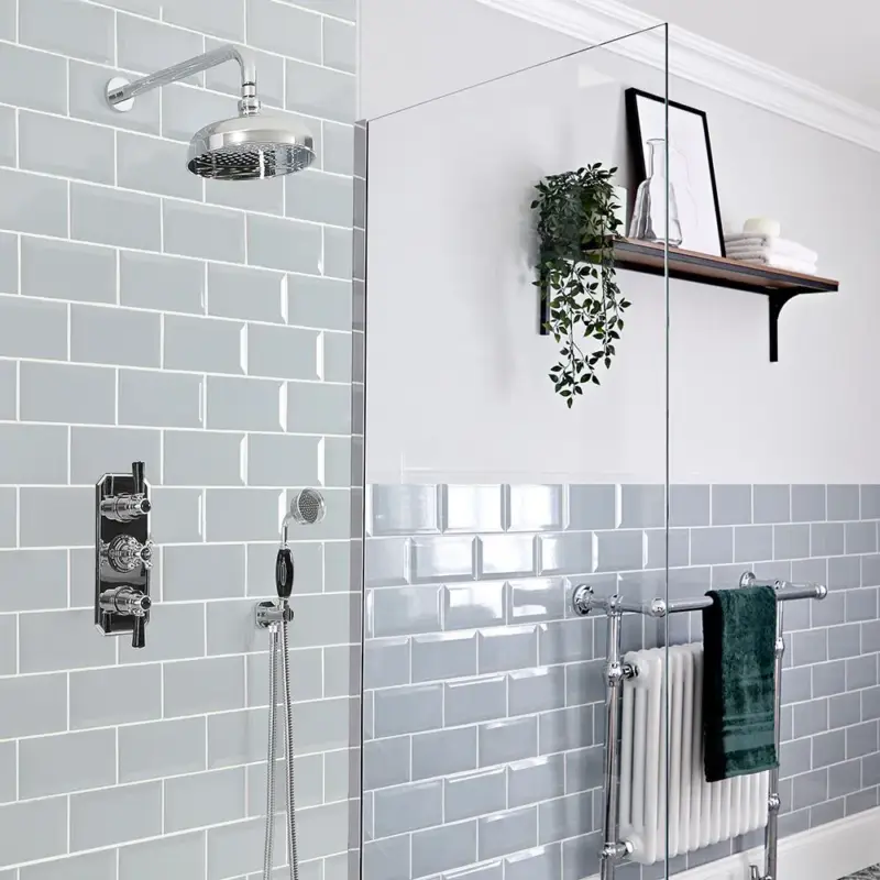 Sistema Termostatico Tradizionale per Doccia e Vasca da Bagno - Cromo & Nero - Scelta di Vie - Elizabeth - Qualità superiore