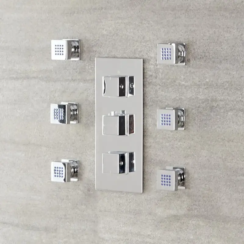 Acquista subito | Set di 6 Idrogetti Quadrati con Fissaggio Frontale - Cromato - Kubix