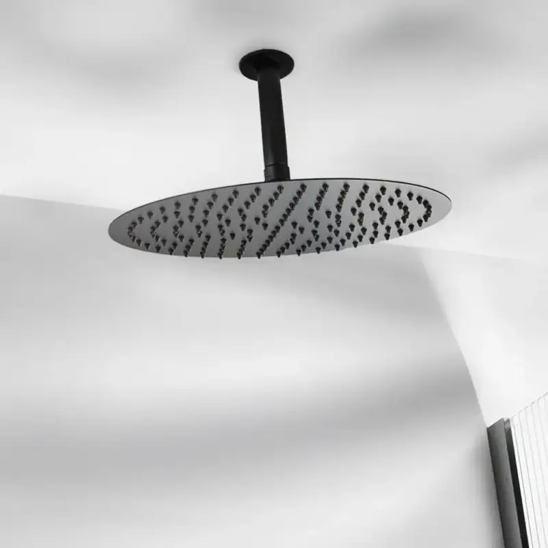 Ultima occasione - Soffione Rotondo da 300mm e Braccio a Soffitto - Nero - Nox