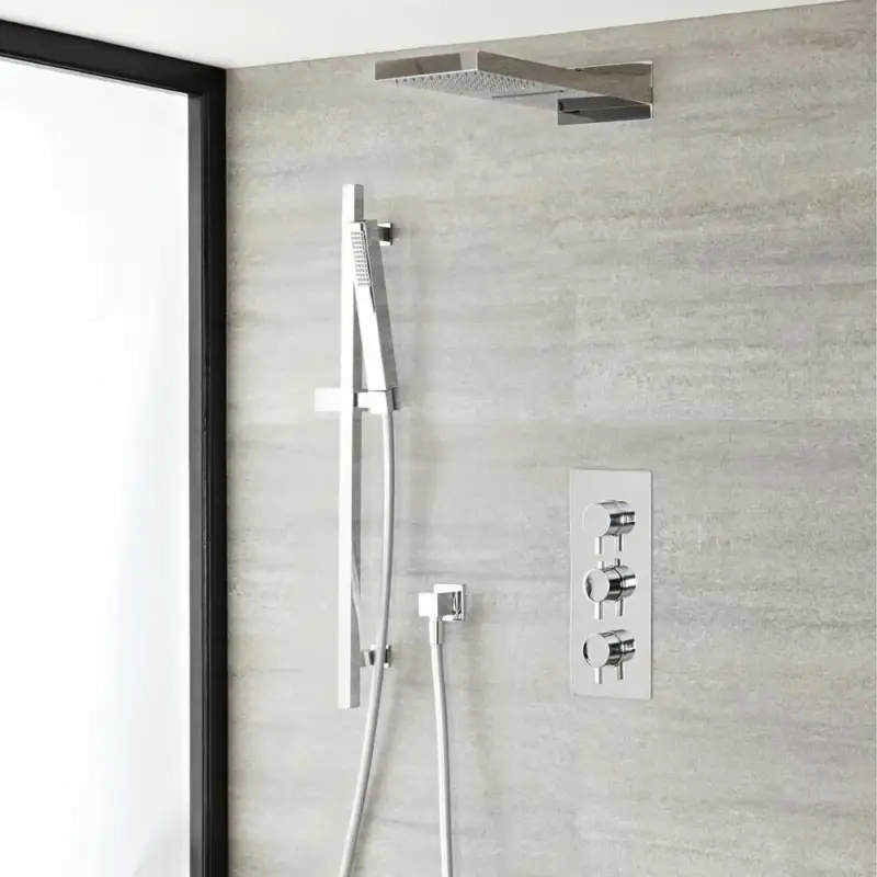 Grande offerta - Kit Doccia Completo di Miscelatore Termostatico Incasso a Tre Vie Soffione a Cascata a Pioggia - Mirage