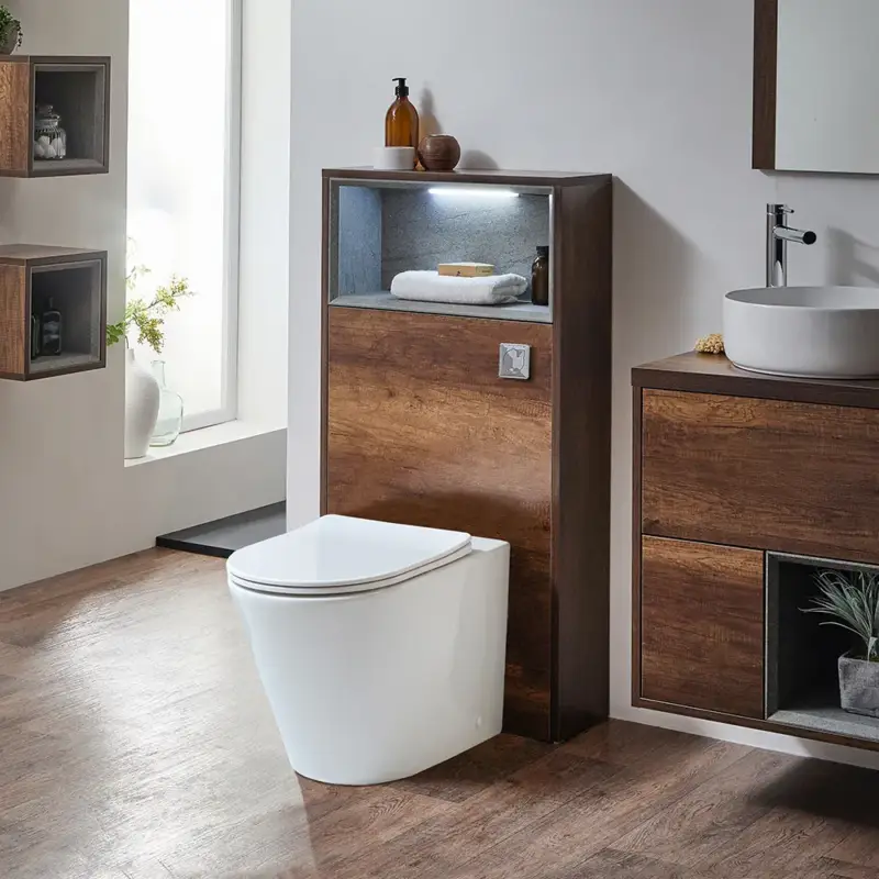 Mobile per WC da 600mm Completo di Sanitario a Filo Muro Colby -Scelta di Finiture e Luce LED - Hoxton | Reso semplice