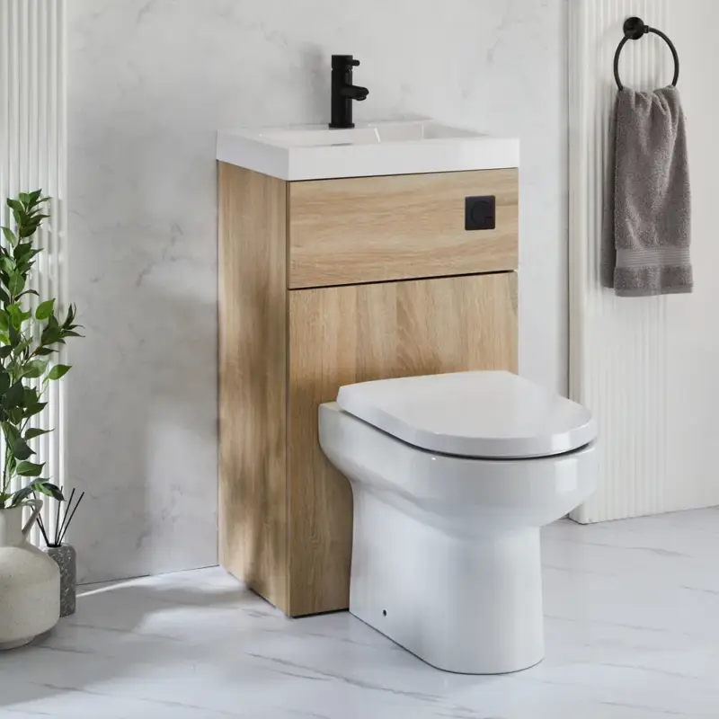 Set Bagno Moderno Completo di Sanitario Covelly e Lavabo - 500mm x 890mm - Scelta di Finiture - Cluo | Qualità garantita