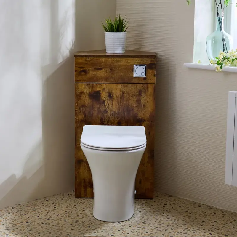 Unità WC Angolare per WC con Sanitario Marbury - Scelta di Finiture per il Mobile per Sanitario e Pulsante di Scarico - Cluo - Offerta imperdibile