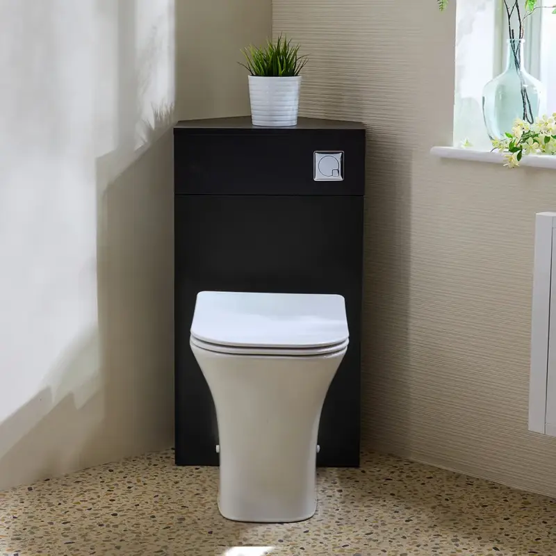 Soddisfatti o rimborsati | Unità WC Angolare per WC con Sanitario Avenham - Scelta di FinitureScelta di Finiture per il Mobile per Sanitario e Pulsante di Scarico - Cluo