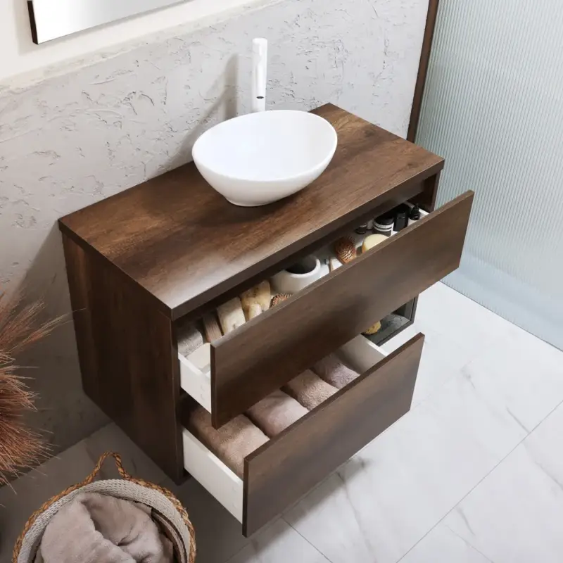 Mobile Bagno Sospeso da 1000mm con Ripiano Aperto - Scelta del Lavabo Elements, Finiture e Luci LED - Hoxton | Prodotto di punta