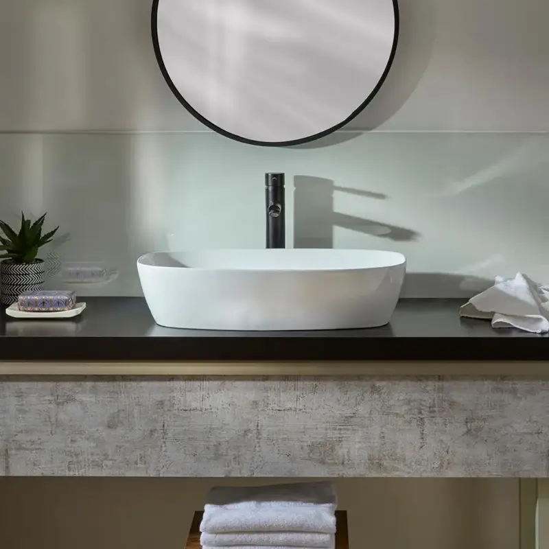 Lavabo d'Appoggio Ovale - 600mm x 380mm (Senza Fori per la Rubinetteria) - Berkely - Nuovo prodotto