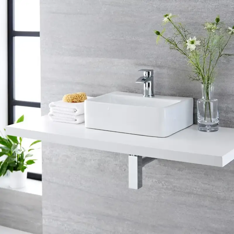 Molto apprezzato | Lavabo Bagno da Appoggio in Ceramica Rettangolare 400x295mm - Exton