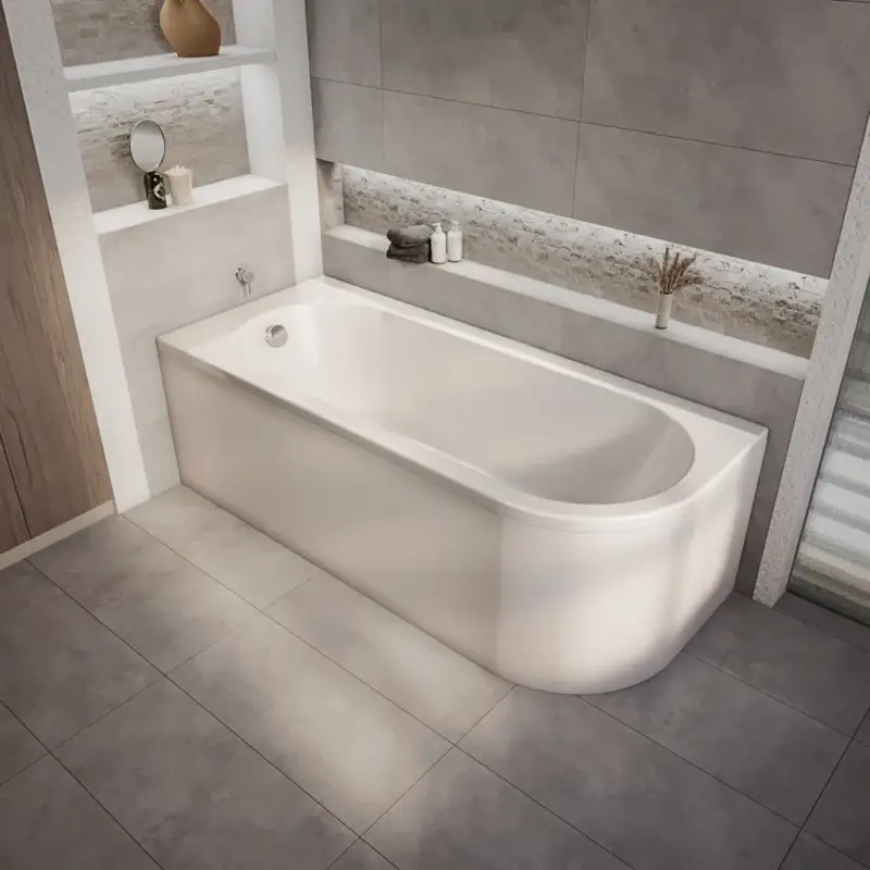 Vasca da Bagno Moderna con Angolo Arrotondato da 1700 mm x 725 mm - Opzioni Sinistra/Destra - Otterton | Affare