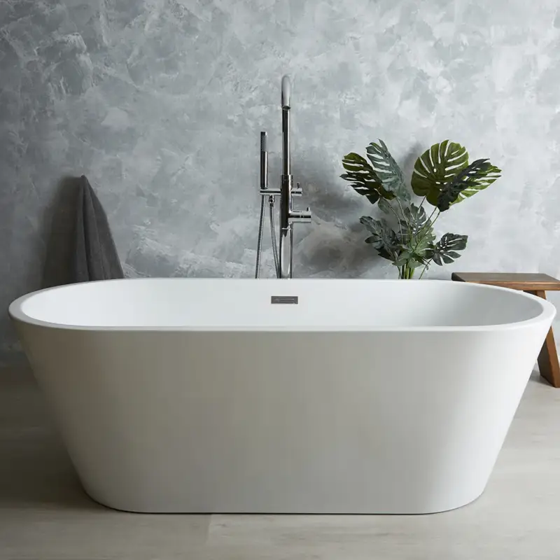 Offerta imperdibile - Vasca da Bagno Freestanding Moderna Ovale a Doppia Estremità - Scelta di Dimensioni e Finitura del Troppopieno - Covelly