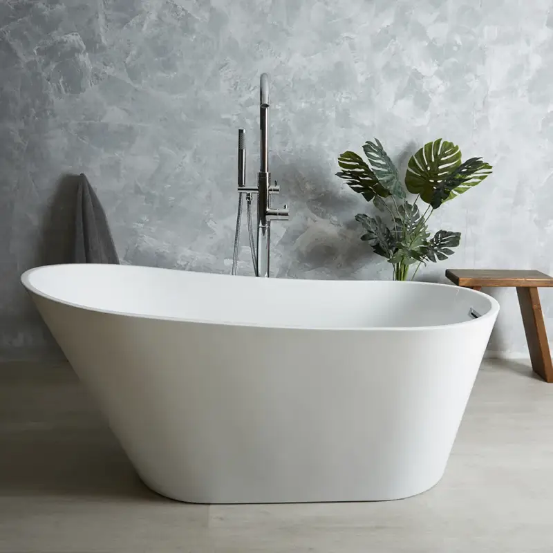 Ordina ora - Vasca da Bagno Moderna Bianca Freestanding - Scelta di Dimensioni e Finitura del Troppopieno - Otterton