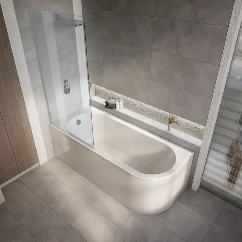 Offerta imperdibile | Vasca da Bagno Moderna con Angolo Arrotondato da 1700 mm x 725 mm - Scelta di Parete ed Opzioni Sinistra/Destra - Otterton