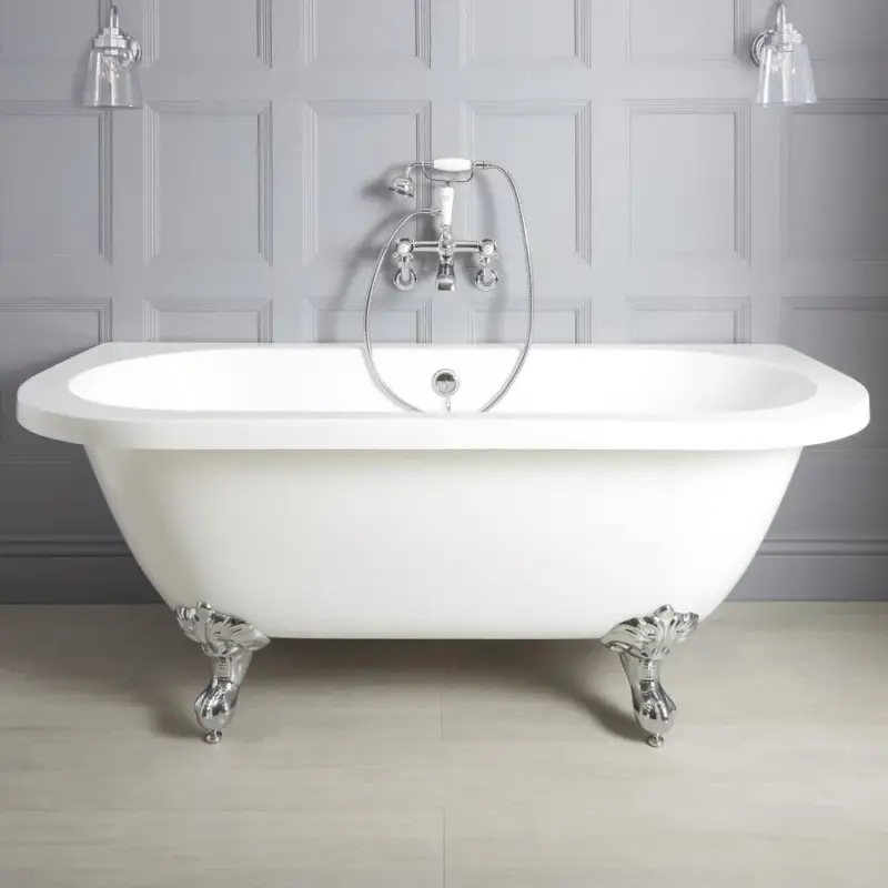 Vasca da Bagno Tradizionale Freestanding Bianca a Parete - 1685x780mm - Diversi Piedini Disponibili - Richmond - Scelto dai clienti