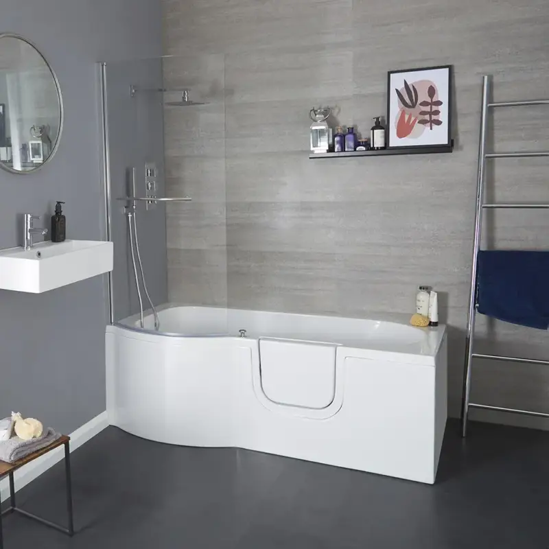 Prezzo imbattibile - Vasca da Bagno con Parete Vasca e Pannello Vasca - 1675 x 850mm - Entrata da Destra o Sinistra - Merso