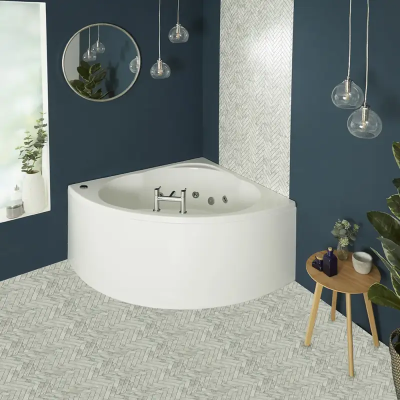 Qualità eccellente | Vasca da Bagno Idromassaggio Angolare Reversibile con Pannello - 1200mm x 1200mm - 6 Getti Idromassaggio - Belstone