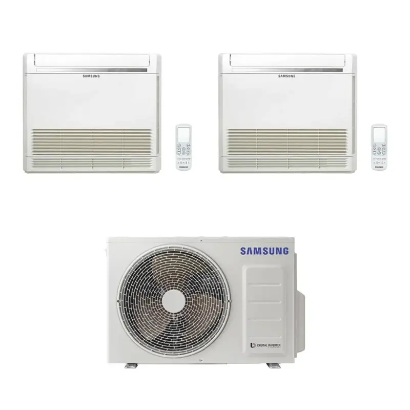 Samsung CONSOLE R32 Climatizzatore a pavimento dual split inverter bianco | unità esterna 5 kW unità interne 9000+9000 BTU - Quantità limitata