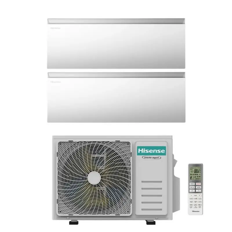 Solo questa settimana | Hisense AIR MASTER Climatizzatore a parete dual split inverter Wi-Fi bianco | unità esterna R32 5 kW unità interne 9000+9000 BTU