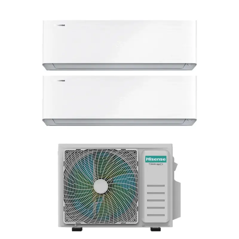 Scorte limitate | Hisense ENERGY PRO X R32 Climatizzatore a parete dual split inverter Wi-Fi bianco | unità esterna 5 kW unità interne 9000+9000 BTU