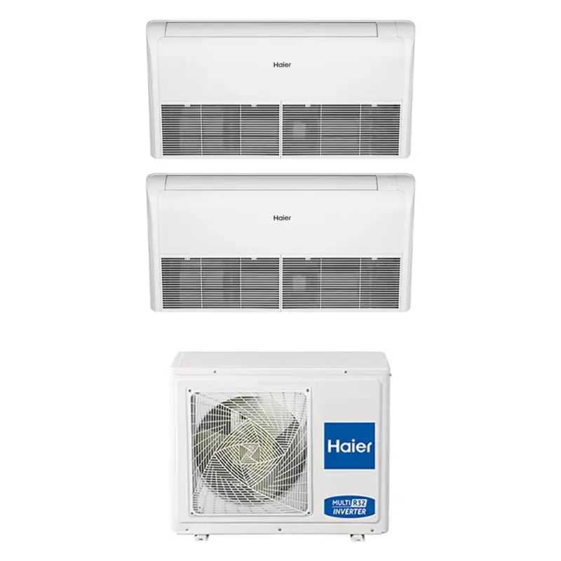 Compra oggi - Haier SOFFITTO PAVIMENTO Climatizzatore soffitto/pavimento dual split inverter bianco | unità esterna R32 5 kW unità interne 12000+12000 BTU