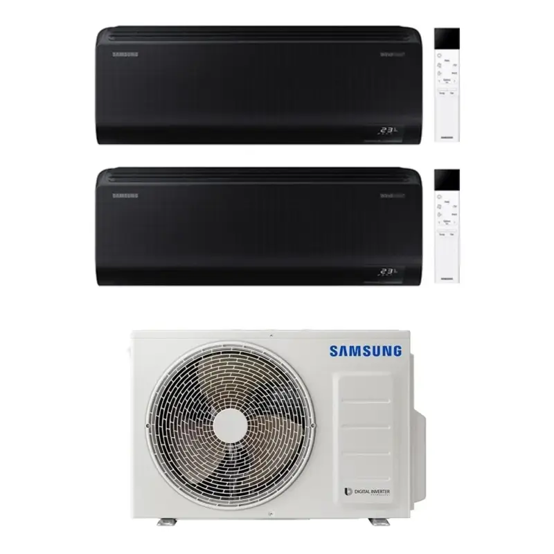 Samsung WINDFREE BLACK Climatizzatore a parete dual split inverter Wi-Fi nero | unità esterna R32 5 kW unità interne 7000+7000 BTU - Top vendite