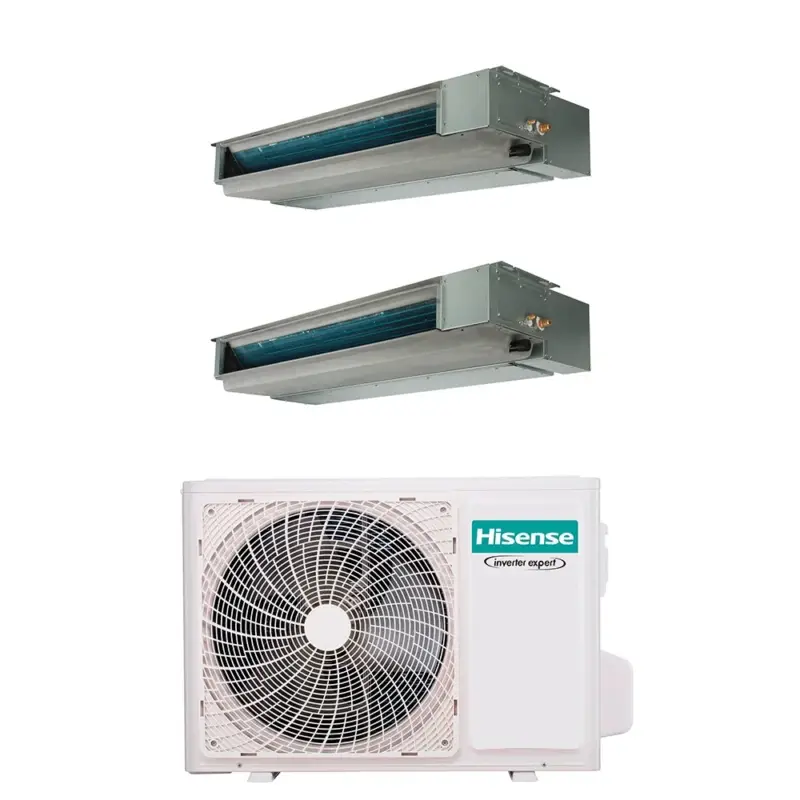 Hisense CANALIZZABILE commerciale R32 Climatizzatore canalizzabile dual split inverter | unità esterna 5 kW unità interne 9000+9000 BTU | Offerta limitata