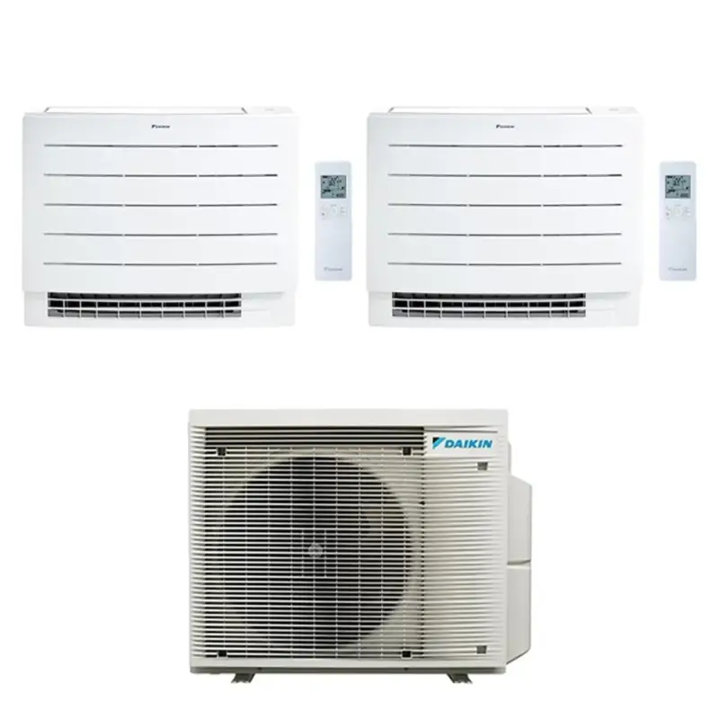 Qualità premium - Daikin PERFERA PAVIMENTO Climatizzatore a pavimento dual split inverter Wi-Fi bianco | unità esterna R32 5 kW unità interne 9000+9000 BTU