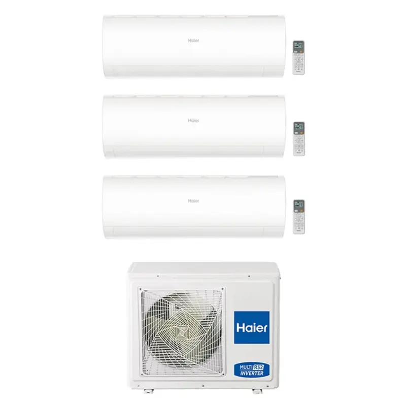 Grande successo | Haier PEARL R32 Climatizzatore a parete trial split inverter Wi-Fi bianco | unità esterna 5.5 kW unità interne 7000+9000+12000 BTU
