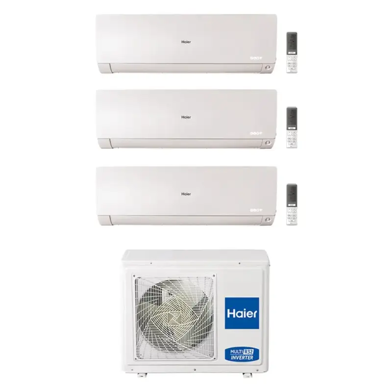 Haier FLEXIS PLUS R32 Climatizzatore a parete trial split inverter Wi-Fi bianco | unità esterna 5.5 kW unità interne 7000+7000+7000 BTU | Tra i preferiti