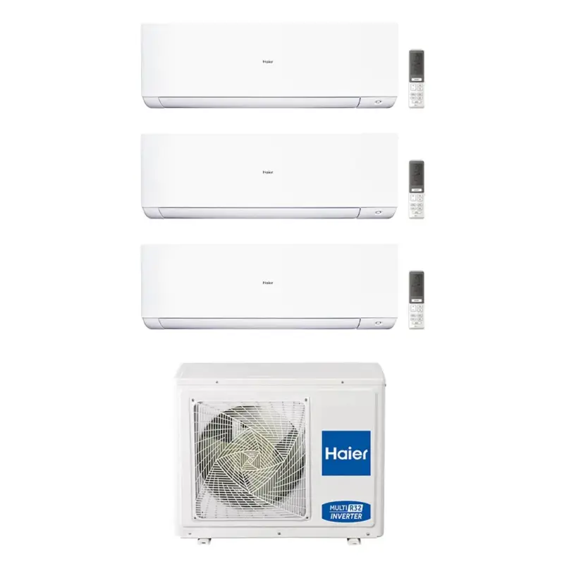 Haier EXPERT R32 Climatizzatore a parete trial split inverter Wi-Fi bianco | unità esterna 5.5 kW unità interne 7000+7000+7000 BTU | Ultimi giorni