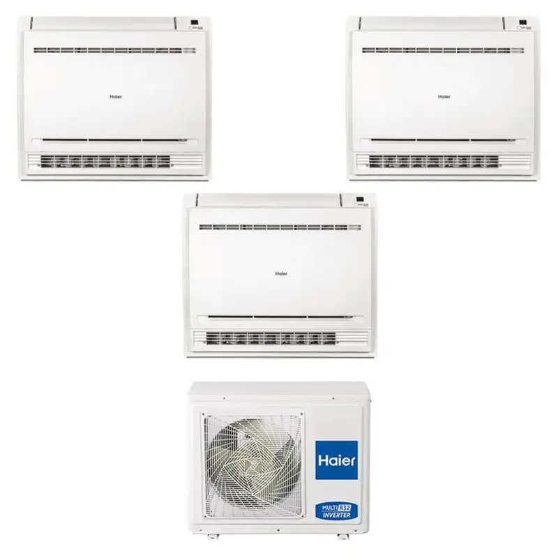 Sconti - Haier CONSOLE R32 Climatizzatore console da pavimento trial split inverter bianco | unità esterna 5.5 kW unità interne 9000+9000+9000 BTU