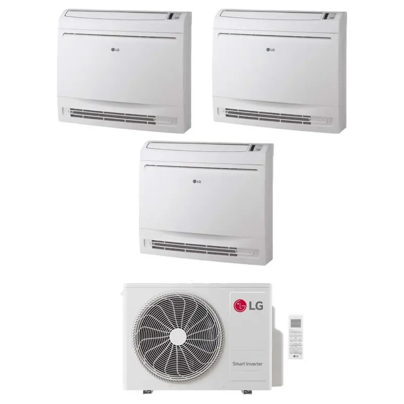 LG CONSOLE Climatizzatore console da pavimento trial split inverter Wi-Fi bianco | unità esterna R32 6.2 kW unità interne 9000+9000+9000 BTU | Grande offerta