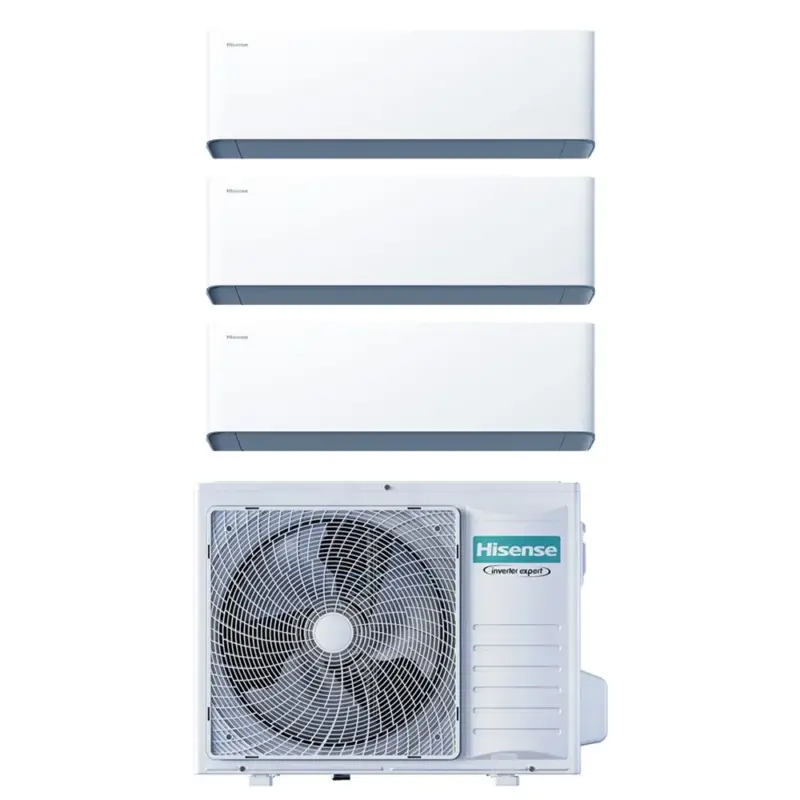 Hisense UNI HB Climatizzatore a parete trial split inverter Wi-Fi bianco | unità esterna R32 6.3 kW unità interne 7000+7000+7000 BTU | Diretto dal produttore
